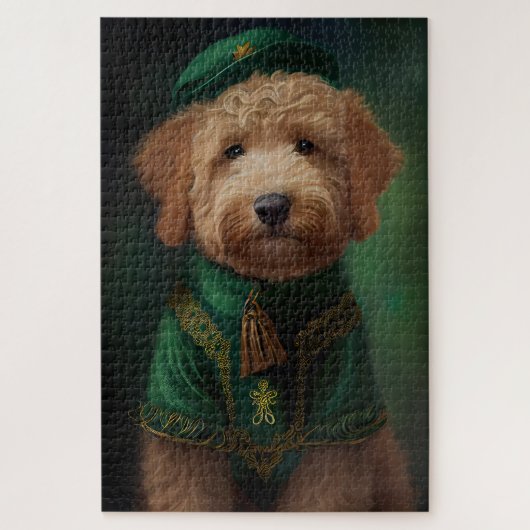 Goldendoodle Hund in St. Patrick's Day Dress Puzzle (Vertikal)