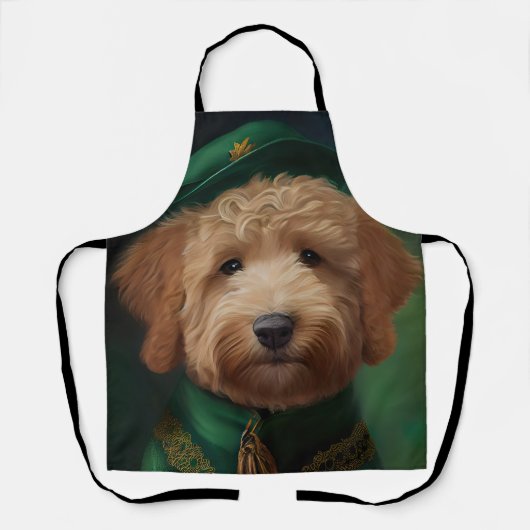 Goldendoodle Hund in St. Patrick's Day Dress Schürze (Vorderseite)
