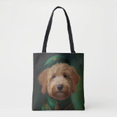 Goldendoodle Hund in St. Patrick's Day Dress Tasche (Vorderseite)