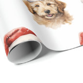 Goldendoodle Hund mit Weihnachtsmannmütze Geschenkpapier (Rolleneckpunkt)