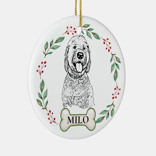 Goldendoodle Hund Personalisiert Hand Zeichnend Ce Keramik Ornament (Rechts)
