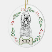 Goldendoodle Hund Personalisiert Hand Zeichnend Ce Keramik Ornament (Links)