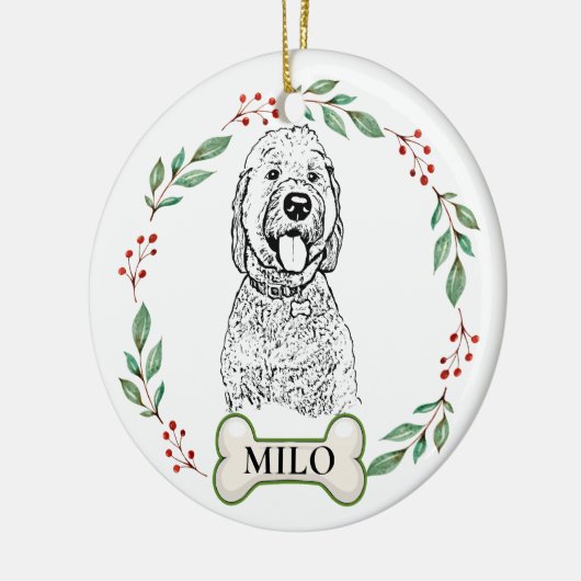 Goldendoodle Hund Personalisiert Hand Zeichnend Ce Keramik Ornament (Links)