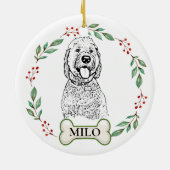 Goldendoodle Hund Personalisiert Hand Zeichnend Ce Keramik Ornament (Hinten)