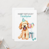 Goldendoodle Hund Personalisiert Happy Birthday Fl Karte (Vorderseite/Rückseite Beispiel)