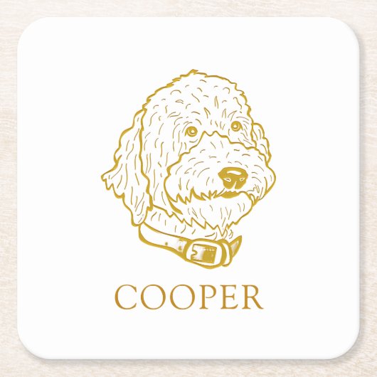 Goldendoodle Hund Personalisiert Rechteckiger Pappuntersetzer (Vorderseite)
