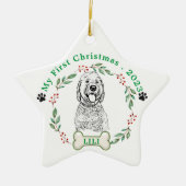 Goldendoodle Hund Personalisiert Zeichn Keramik Ornament (Vorne)