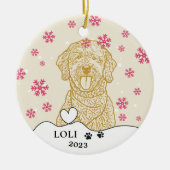 Goldendoodle Hund Personalisiert Zeichn Keramik Ornament (Vorne)