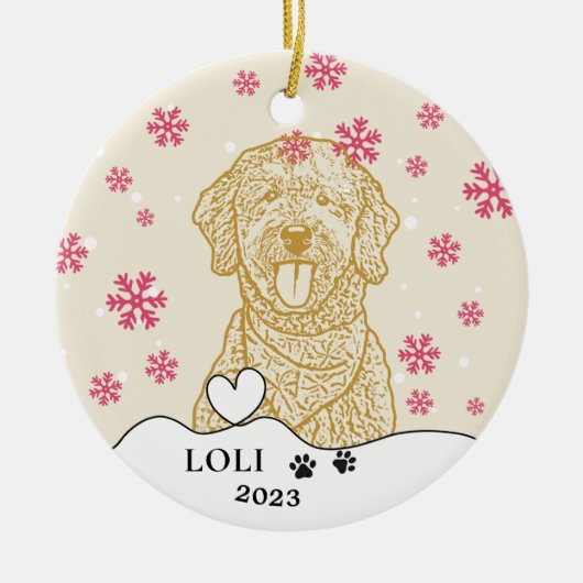 Goldendoodle Hund Personalisiert Zeichn Keramik Ornament (Vorne)