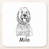 Goldendoodle Hund Personalisiert Zeichn Rechteckiger Pappuntersetzer (Vorderseite)