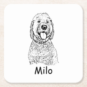 Goldendoodle Hund Personalisiert Zeichn Rechteckiger Pappuntersetzer