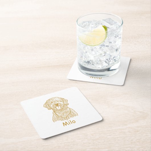 Goldendoodle Hund Personalisiert Zeichn Rechteckiger Pappuntersetzer (Vor Ort)