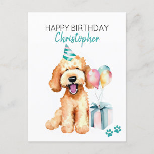 Goldendoodle Hund personalisiertes Happy Birthday Postkarte