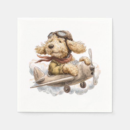 Goldendoodle-Hund Pilot-Flugzeug Serviette (Vorderseite)