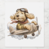 Goldendoodle-Hund Pilot-Flugzeug Weinetikett (Einzelnes Label)