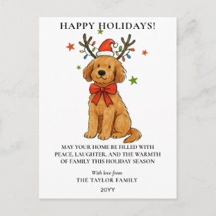 Goldendoodle Hund Rentiergeweih Welpe Weihnachten