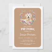 Goldendoodle Hund Rustikale Blume Einladung (Vorderseite)