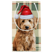 Goldendoodle Hund und Karierte Weihnachten Kleine Geschenktüte (Rückseite)