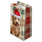 Goldendoodle Hund und Karierte Weihnachten Kleine Geschenktüte (Rückseite Schrägansicht)