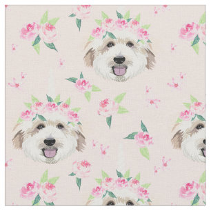Goldendoodle-Hund-Unicorn-Blume Stoff