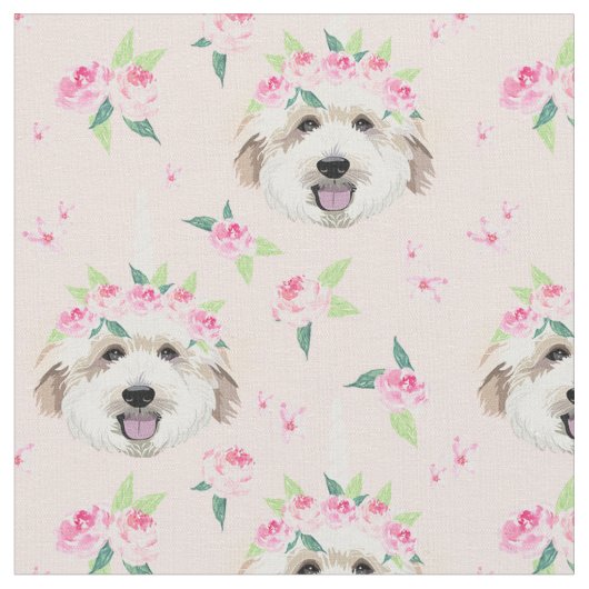 Goldendoodle-Hund-Unicorn-Blume Stoff (Nahaufnahme)