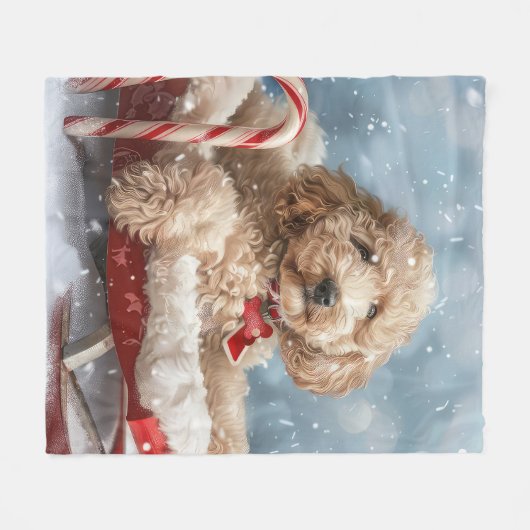 Goldendoodle Hund Weihnachten Fleecedecke (Vorderseite (Horizontal))