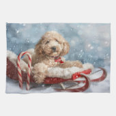 Goldendoodle Hund Weihnachten Geschirrtuch (Horizontal)