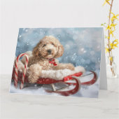 Goldendoodle Hund Weihnachten Karte (Gelbe Blume)