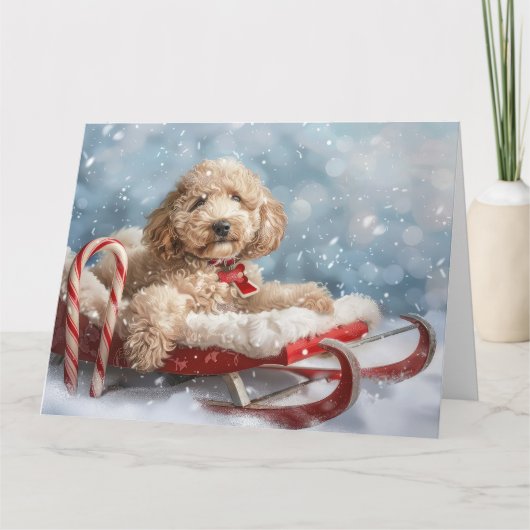 Goldendoodle Hund Weihnachten Karte (Vorderseite)