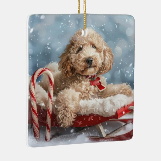 Goldendoodle Hund Weihnachten Keramikornament (Rechts)