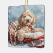 Goldendoodle Hund Weihnachten Keramikornament (Links)