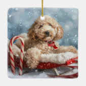 Goldendoodle Hund Weihnachten Keramikornament (Rückseite)