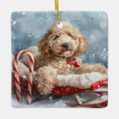 Goldendoodle Hund Weihnachten Keramikornament (Vorderseite)