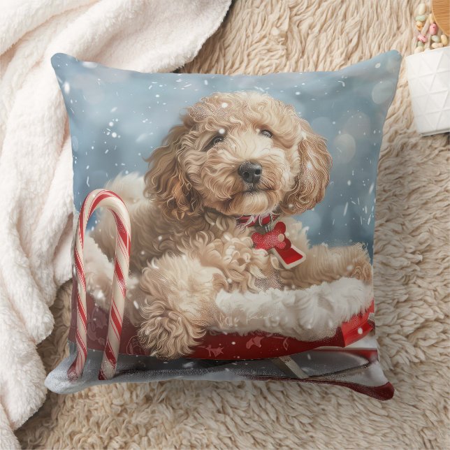 Goldendoodle Hund Weihnachten Kissen (Decke)