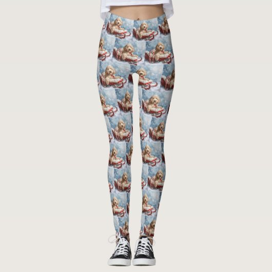 Goldendoodle Hund Weihnachten Leggings (Vorderseite)