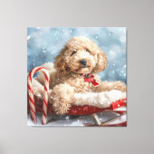 Goldendoodle Hund Weihnachten Leinwanddruck (Vorderseite)