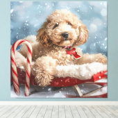 Goldendoodle Hund Weihnachten Leinwanddruck (Insitu (Holzboden))