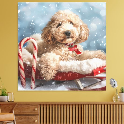 Goldendoodle Hund Weihnachten Leinwanddruck (Insitu (Wohnzimmer))