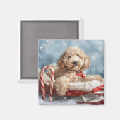 Goldendoodle Hund Weihnachten Magnet (Vorderseite/Rückseite)