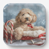 Goldendoodle Hund Weihnachten Pappteller (Vorderseite)