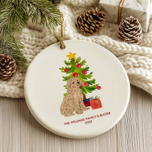 Goldendoodle Hund Weihnachten personalisiert Keramik Ornament