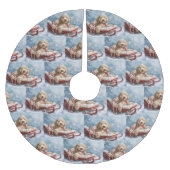 Goldendoodle Hund Weihnachten Polyester Weihnachtsbaumdecke (Vorderseite)
