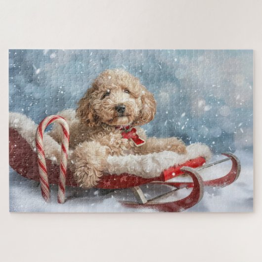 Goldendoodle Hund Weihnachten Puzzle (Horizontal)
