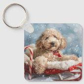 Goldendoodle Hund Weihnachten Schlüsselanhänger (Vorderseite)