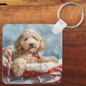 Goldendoodle Hund Weihnachten Schlüsselanhänger (Rückseite)