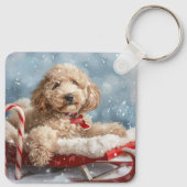 Goldendoodle Hund Weihnachten Schlüsselanhänger (Rückseite)