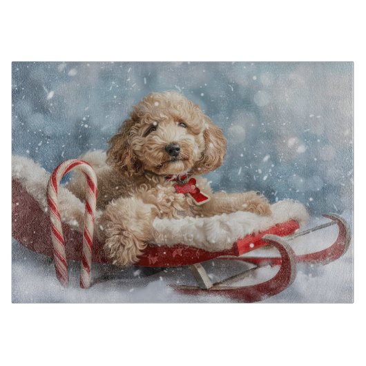 Goldendoodle Hund Weihnachten Schneidebrett (Vorderseite)
