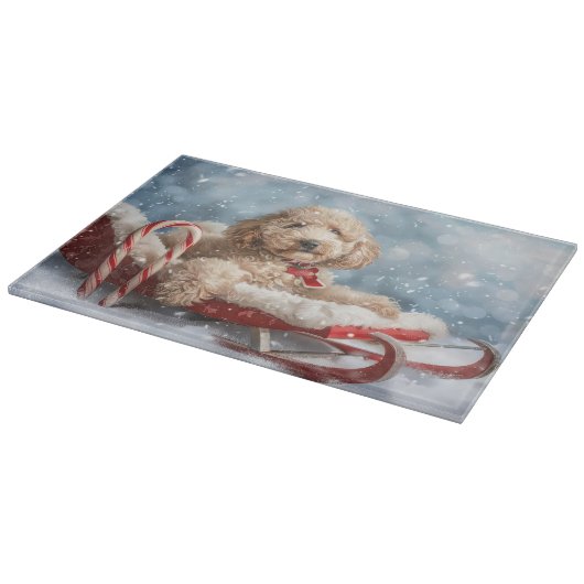 Goldendoodle Hund Weihnachten Schneidebrett (Ecke)