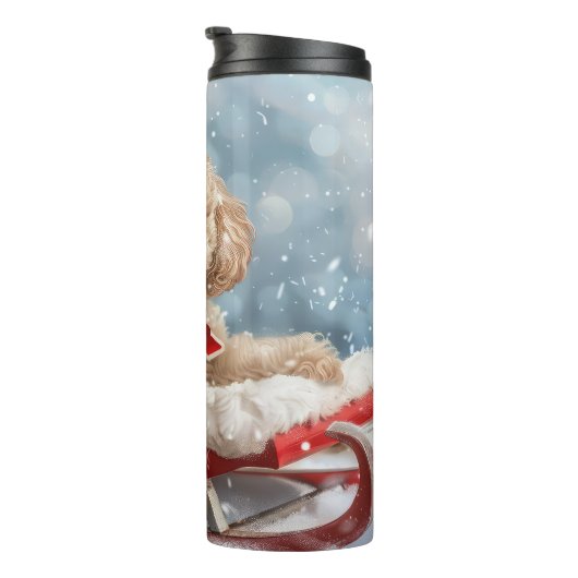 Goldendoodle Hund Weihnachten Thermosbecher (Nach rechts gedreht)