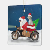 Goldendoodle Hund Weihnachten Weihnachtsmann Keramikornament (Links)